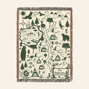 Personalized Camping Map Family Woven Blanket