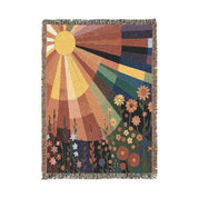 California Sunlight - Retro 1970s Wildflower Meadow Woven Blanket