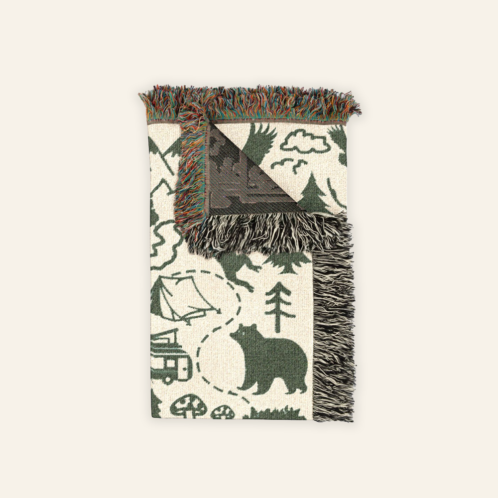 Personalized Camping Map Family Woven Blanket