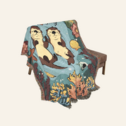 Personalized Otter Couple Woven Blanket