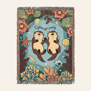 Personalized Otter Couple Woven Blanket