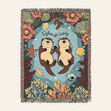 Personalized Otter Couple Woven Blanket