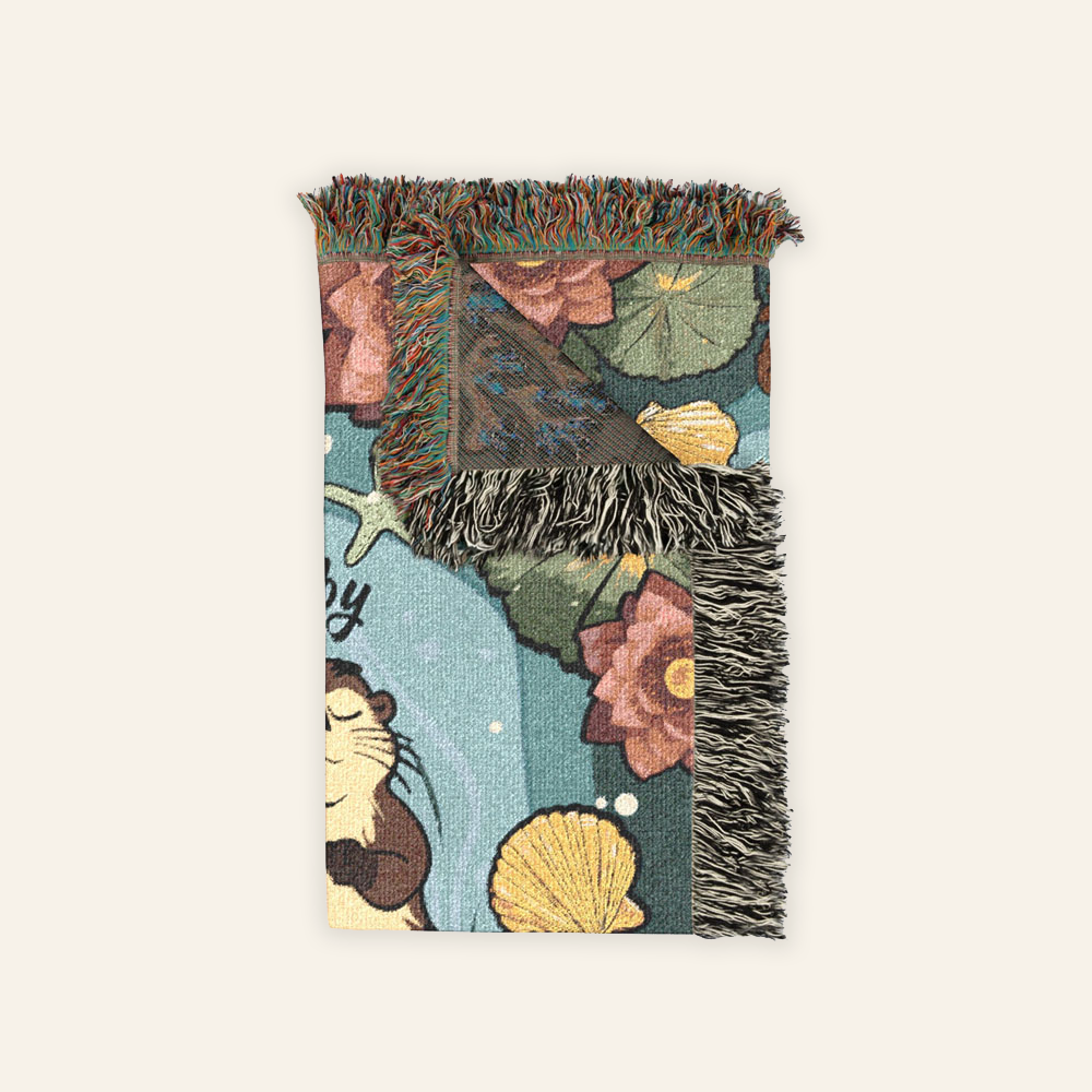 Personalized Otter Couple Woven Blanket