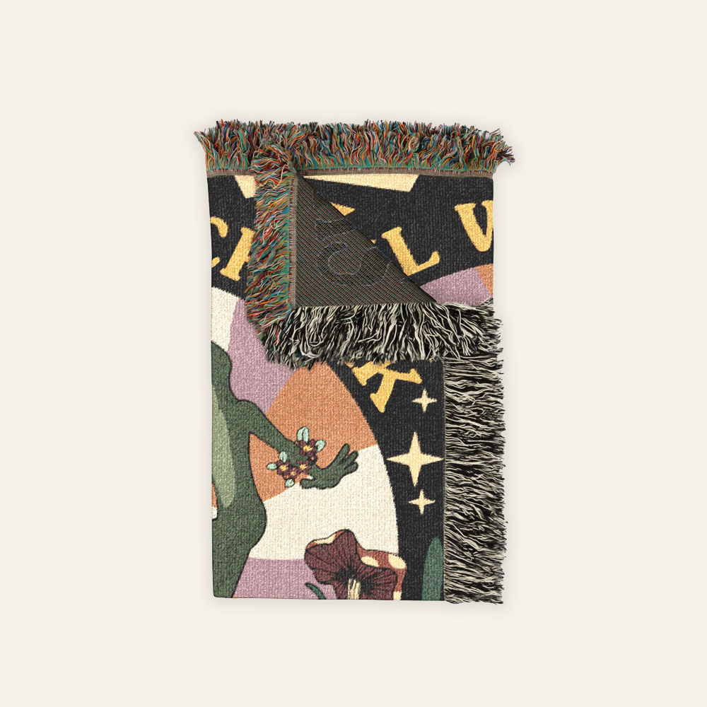 Personalized Couple Frog Groovy Retro Woven Blanket