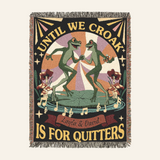 Personalized Anniversary Couple Gift Frog Groovy Retro Woven Blanket
