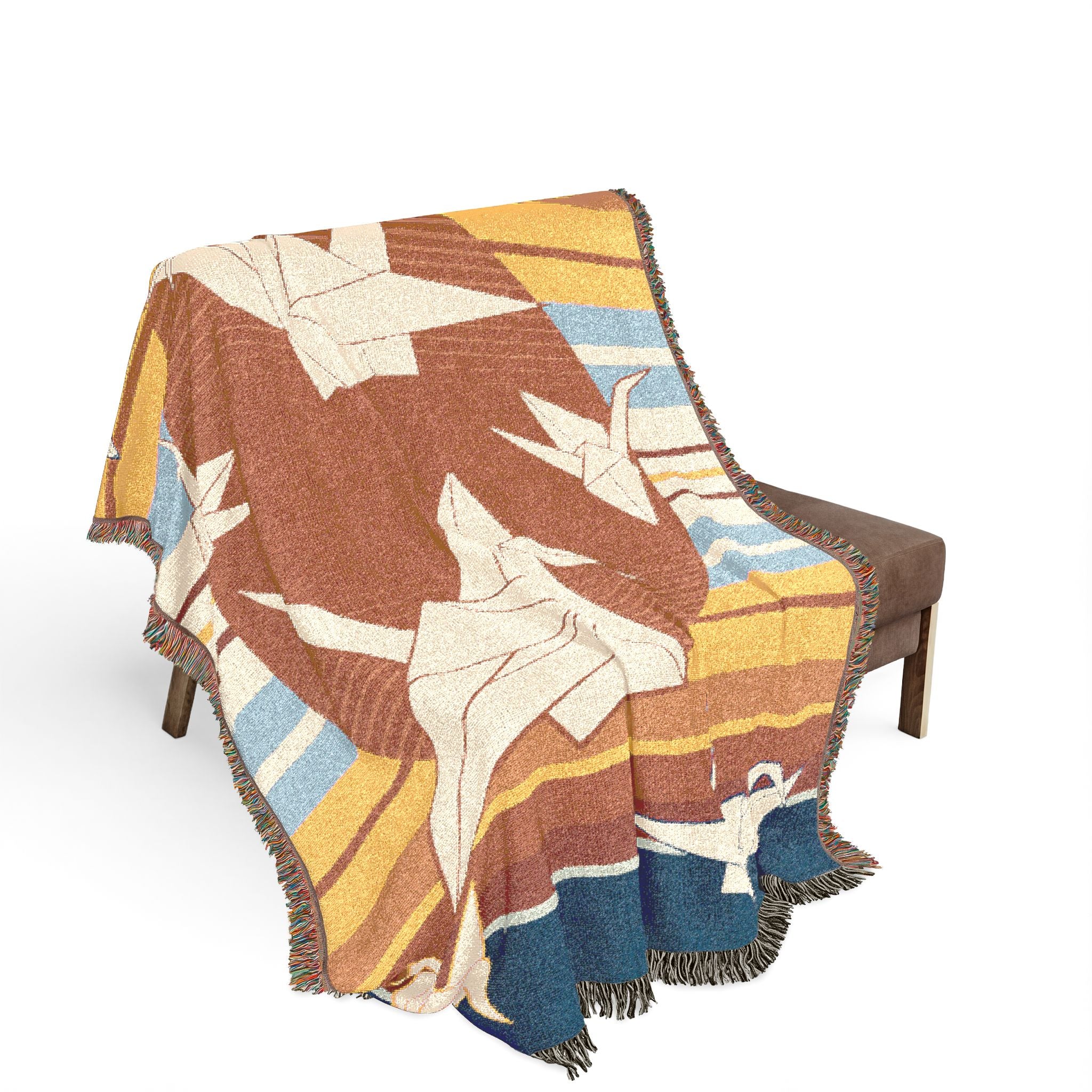 The Healing Crane Woven Blanket