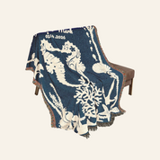 Personalized Seahorse Couple Wedding Woven Blanket