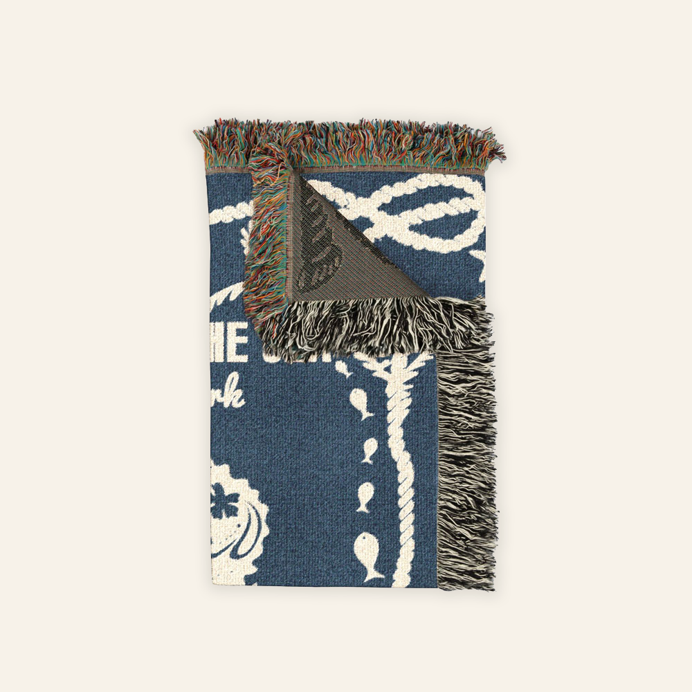 Personalized Seahorse Couple Wedding Woven Blanket