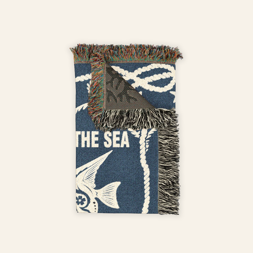 Personalized Sea Fish Couple Ocean Theme Woven Blanket