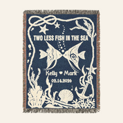 Personalized Sea Fish Couple Ocean Theme Woven Blanket