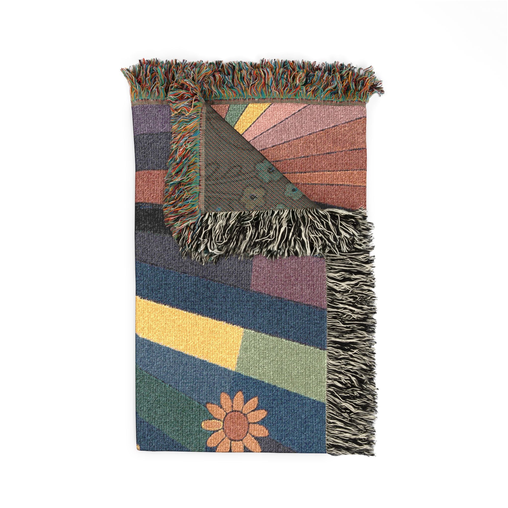 California Sunlight - Retro 1970s Wildflower Meadow Woven Blanket