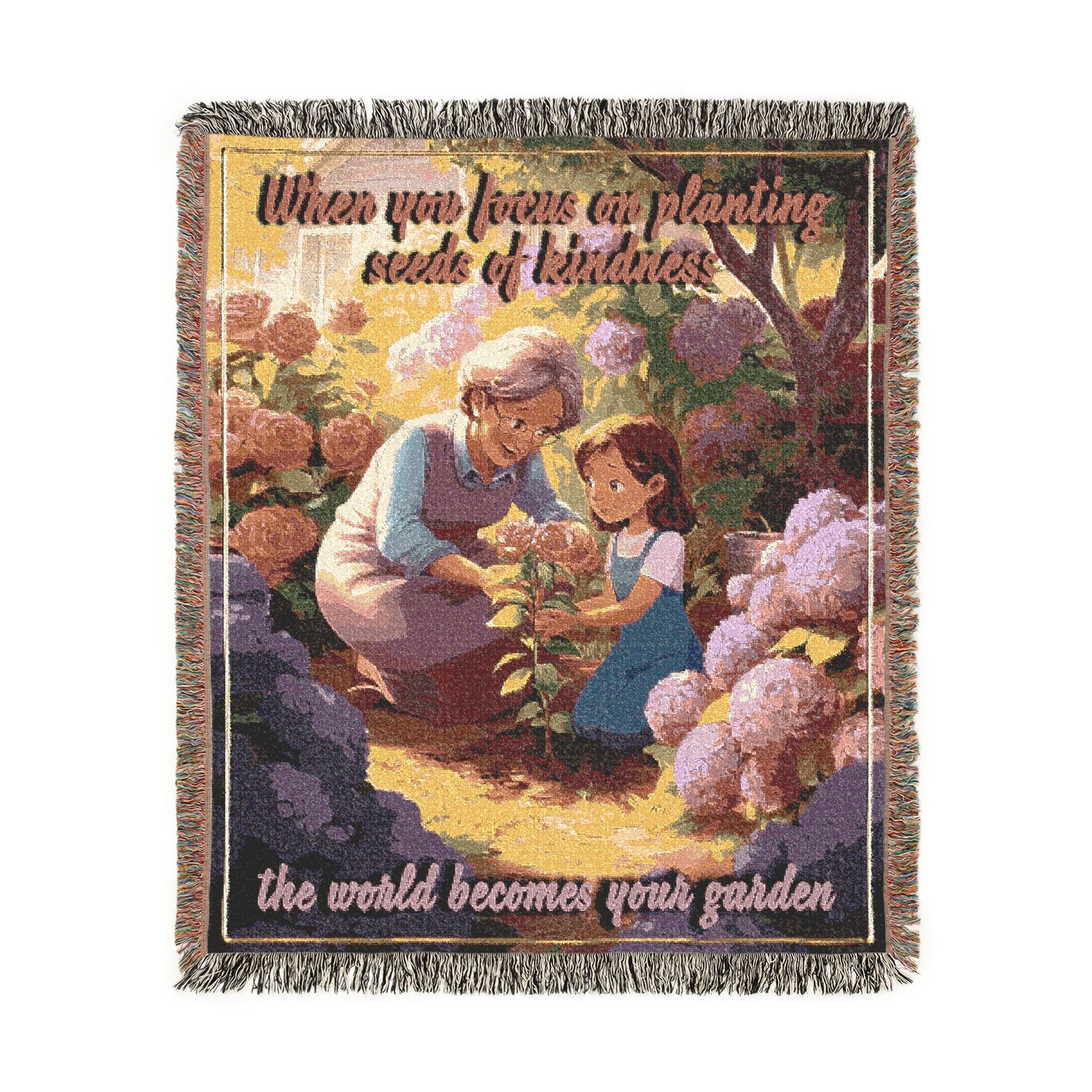 Plant Seeds Of Kindness Woven Blanket