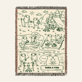 Personalized Frog Camping & Lake Life Woven Blanket Gift for Couples