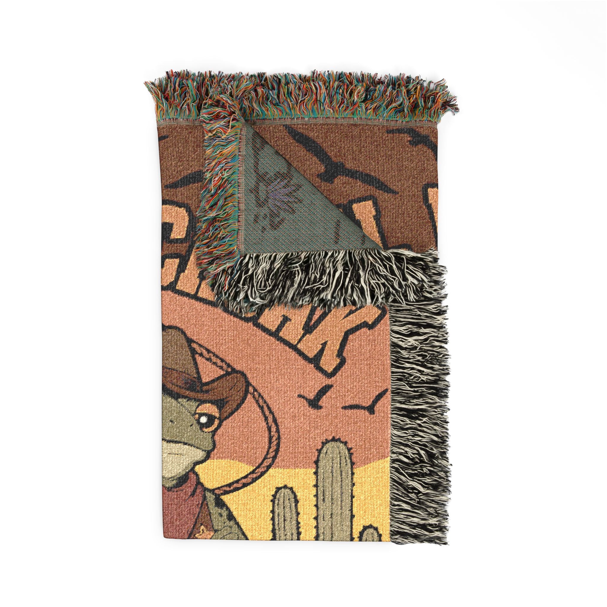 Personalized Couple Western Frog Cowboy Woven Blanket