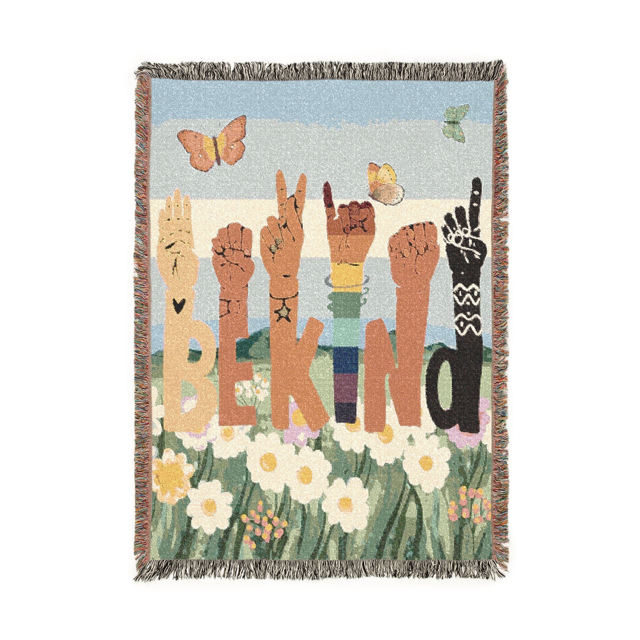 Be Kind Hands Woven Blanket
