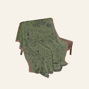 Personalized Couple Frog Camping Green Woven Blanket