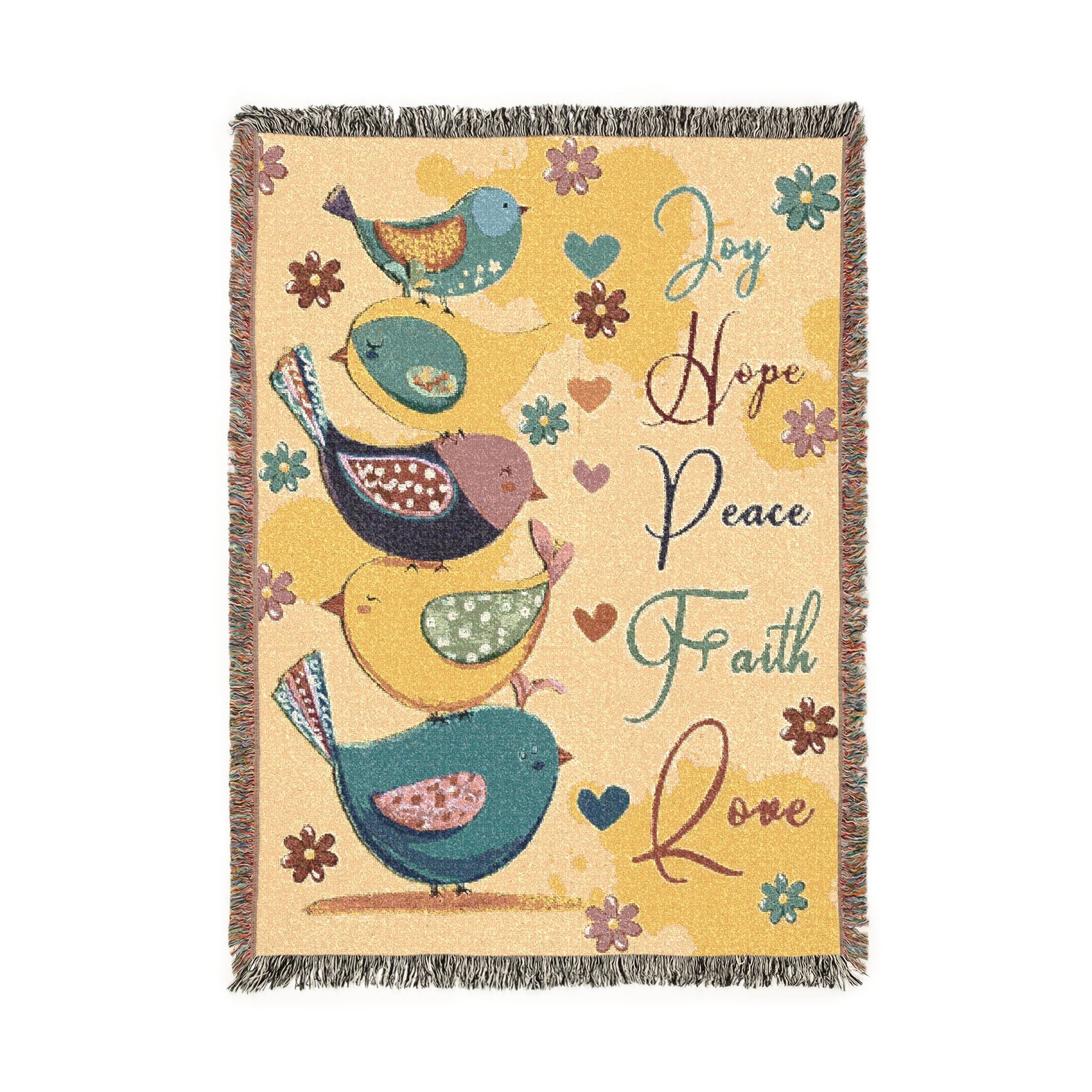 Joy Hope Peace Faith Love Woven Blanket