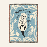 Personalized Mother Daughter Otter Woven Blanket