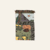 Personalized Couple Frog Camping Funny Croak Woven Blanket