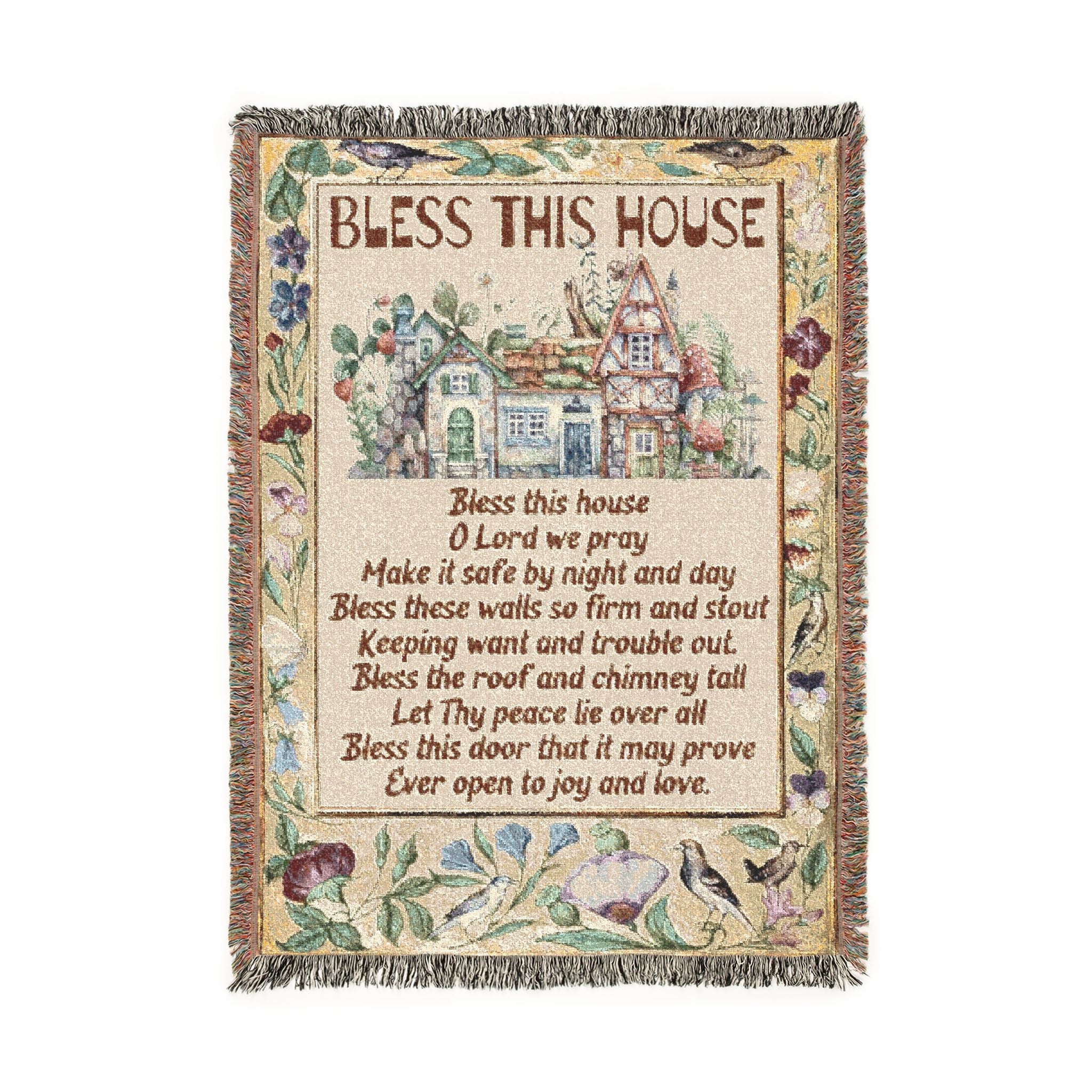Bless This House Prayer Woven Blanket