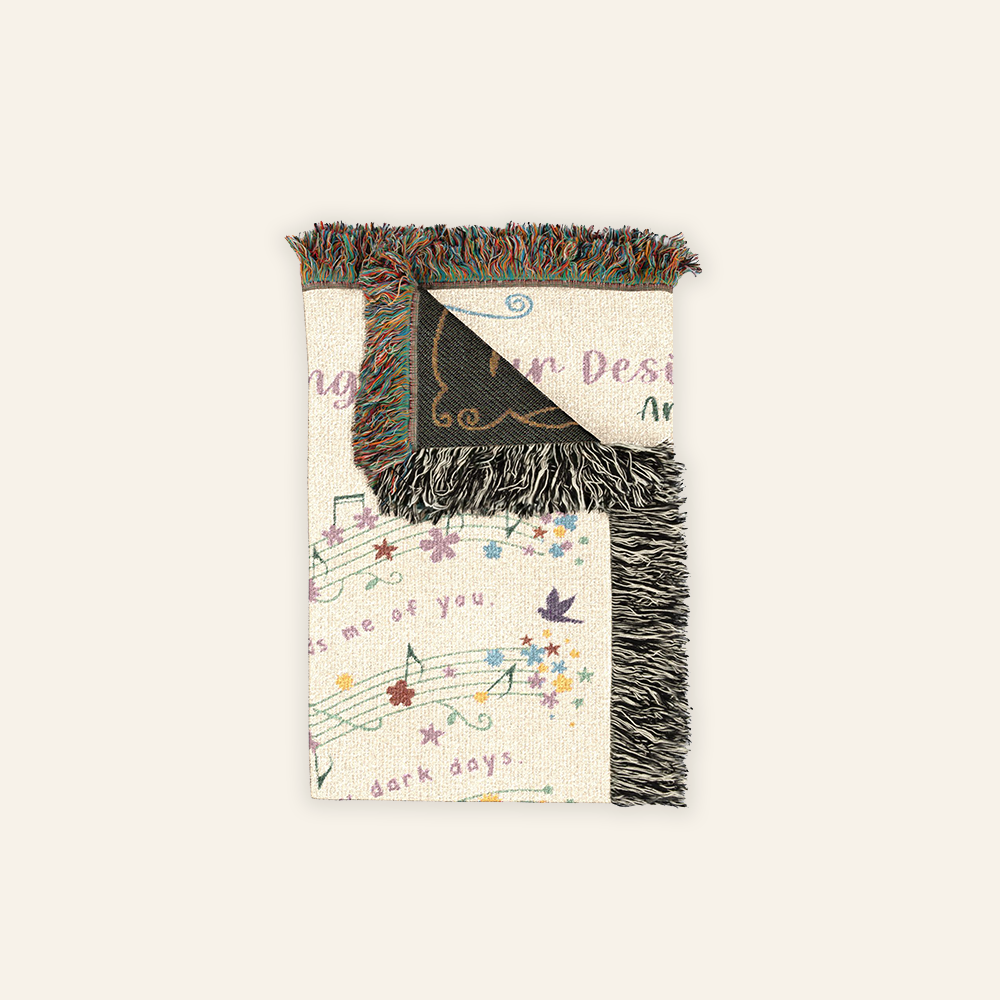 Personalized Song Lyric Flower Couple Woven Blanket