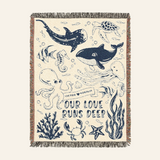 Personalized Ocean Deep Love Woven Blanket Gift