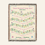 Personalized Song Lyric Flower Couple Woven Blanket