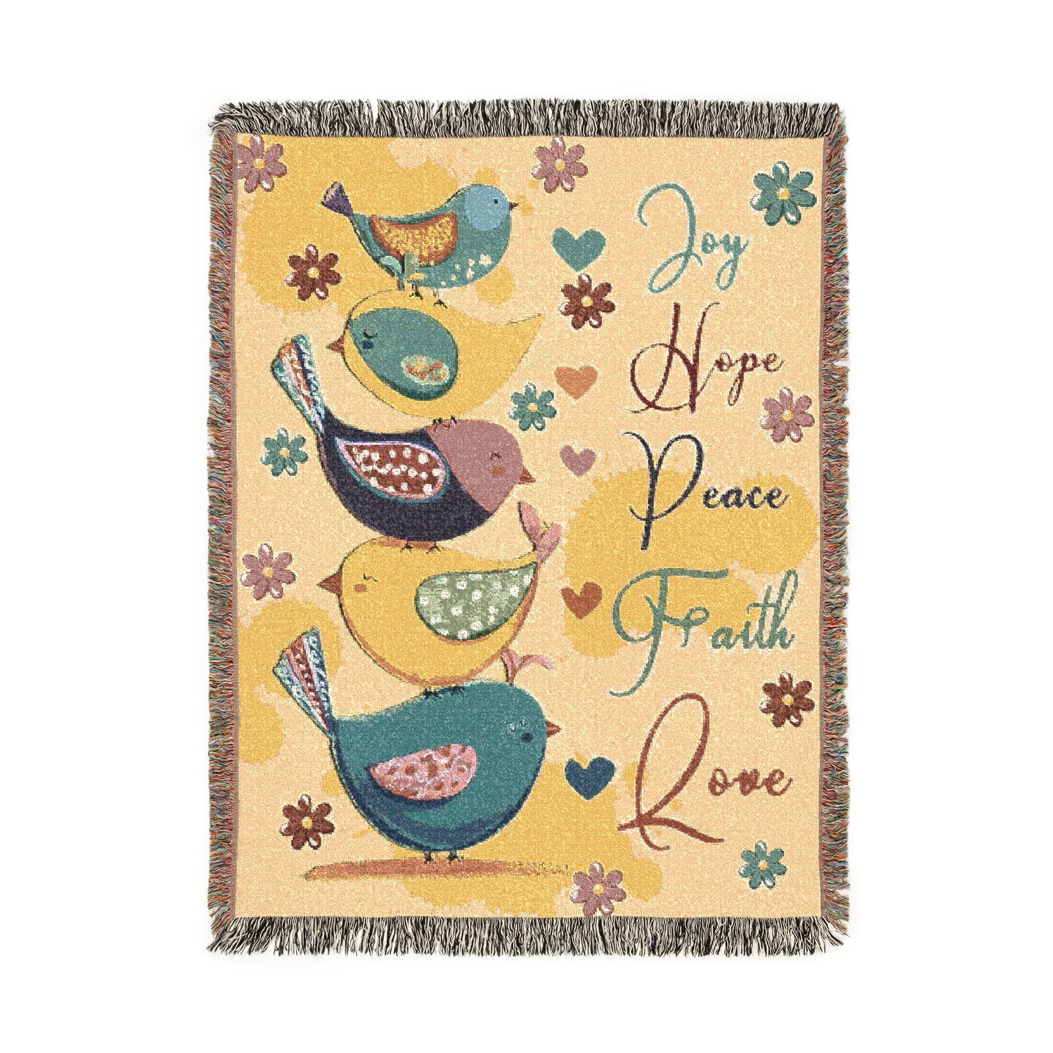 Joy Hope Peace Faith Love Woven Blanket