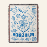 Personalized Anchored in Love Sea Life Woven Blanket Gift for Couples