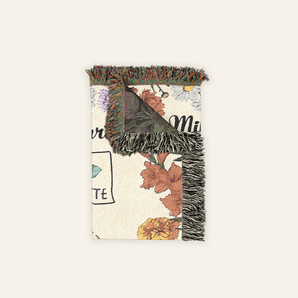 Personalized State To State Flower Month Woven Blanket