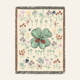 Personalized Lucky to Have You Clover Woven Blanket Gift for Couples