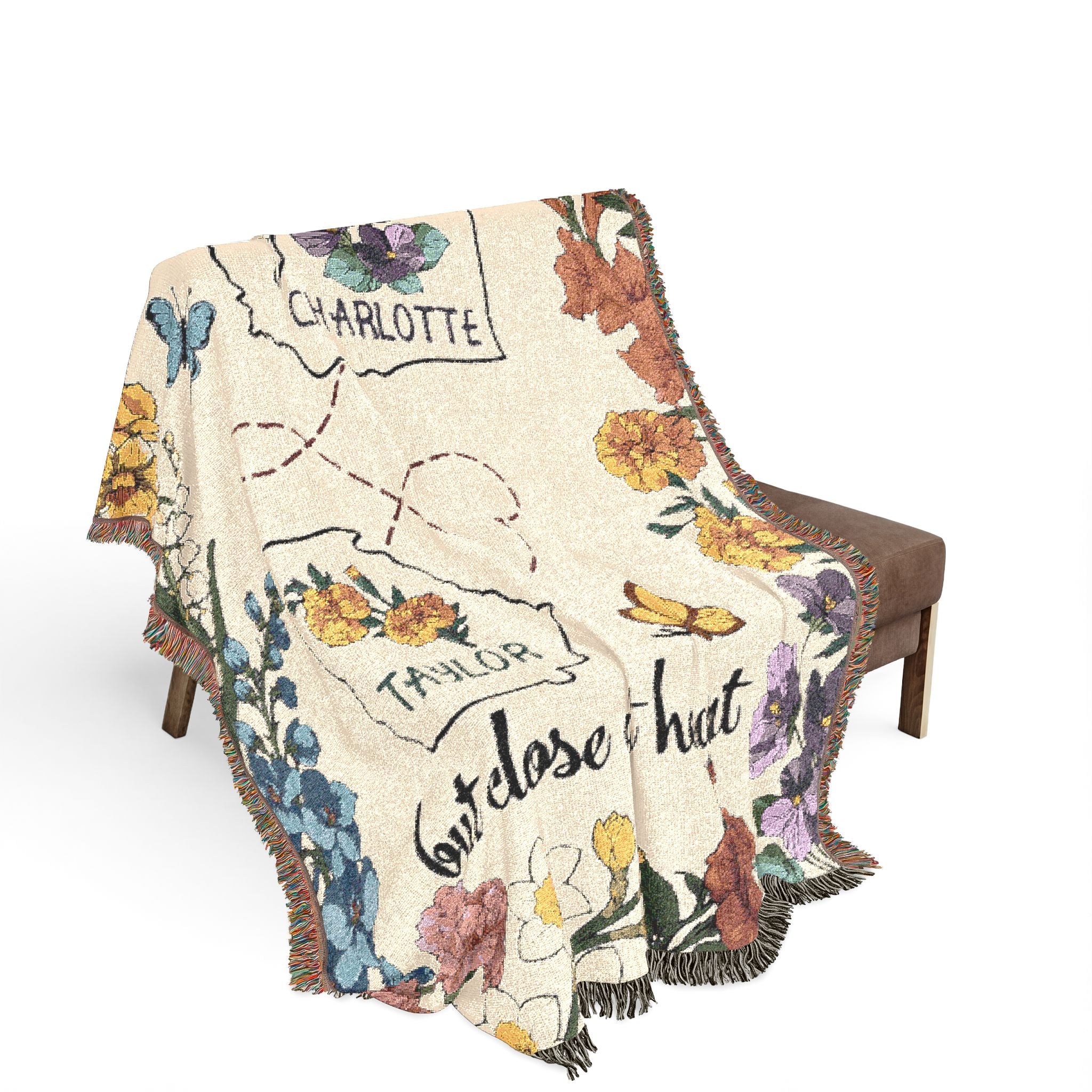 Personalized State To State Flower Month Woven Blanket