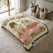 Personalized Couple Frog Croak Woven Blanket