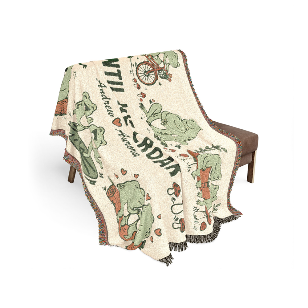 Personalized Couple Frog Together 1 Woven Blanket