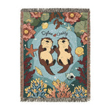 Personalized Otter Couple Woven Blanket