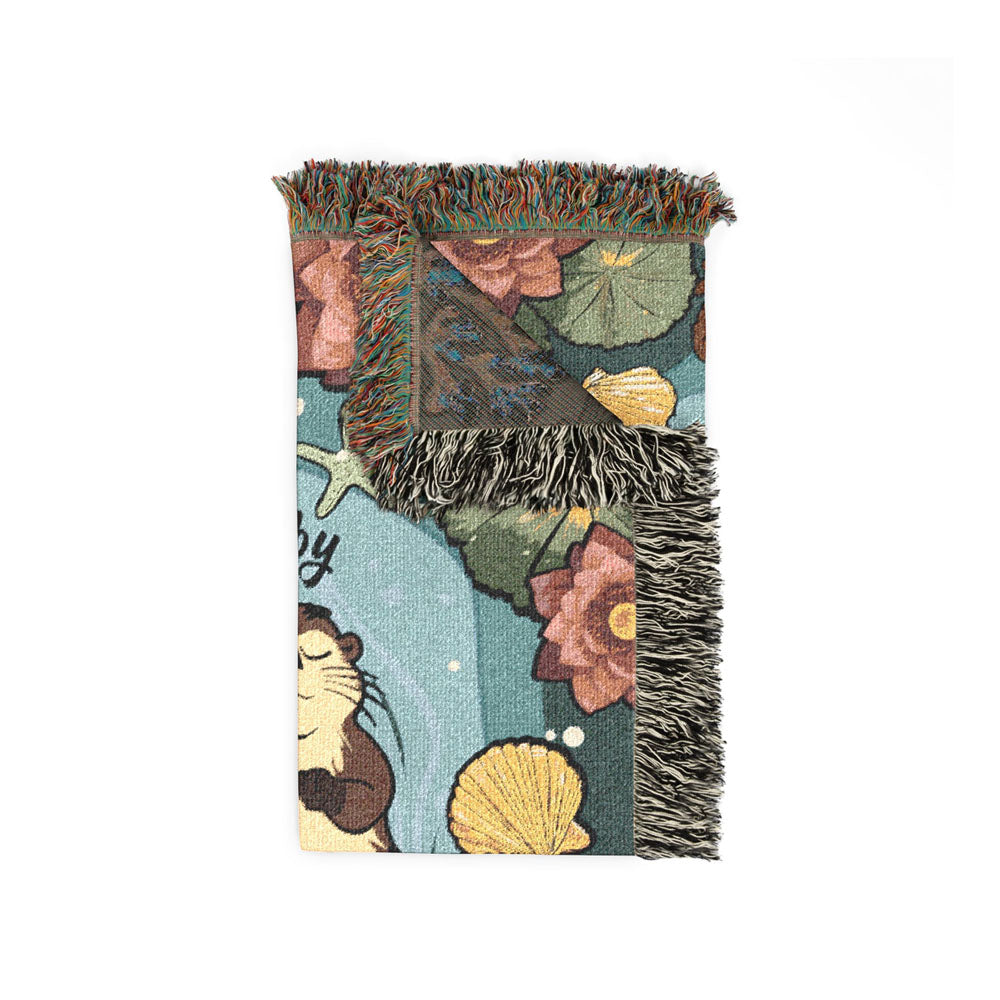 Personalized Otter Couple Woven Blanket