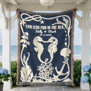 Personalized Seahorse Couple Wedding Woven Blanket