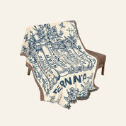 Personalized Reading and Praying Blue Toile Scripture Retired Woven Blanket
