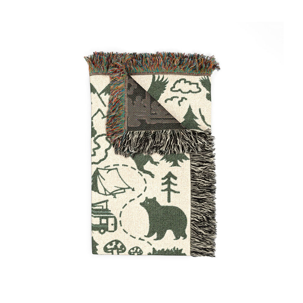 Personalized Camping Map Family Woven Blanket