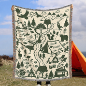 Personalized Camping Map Couple Woven Blanket