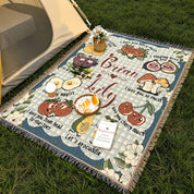 Personalized Picnic Couple Love Words Woven Blanket