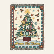 Personalized Be The Light Christmas Tree Baby Woven Blanket