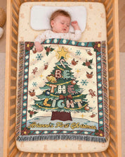 Personalized Be The Light Christmas Tree Baby Woven Blanket