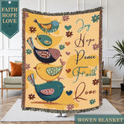Joy Hope Peace Faith Love Woven Blanket