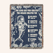Personalized Name Scripture Ocean Theme Woven Blanket