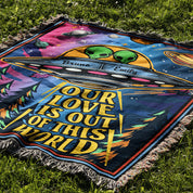 Personalized Alien Couple Woven Blanket