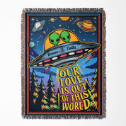 Personalized Alien Couple Woven Blanket