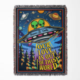 Personalized Alien Couple Woven Blanket