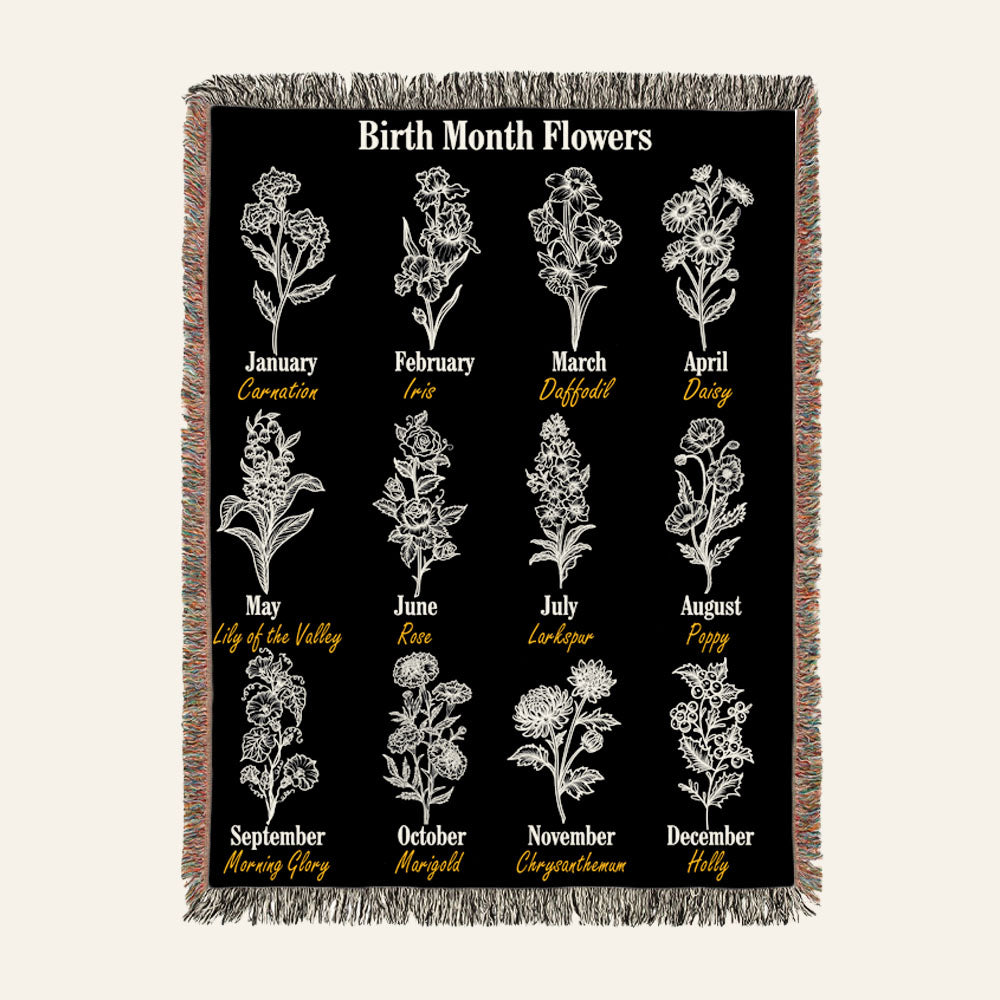 Personalized Books Flowers and Moon Reading Woven Blanket