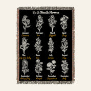 Personalized Books Flowers and Moon Reading Woven Blanket